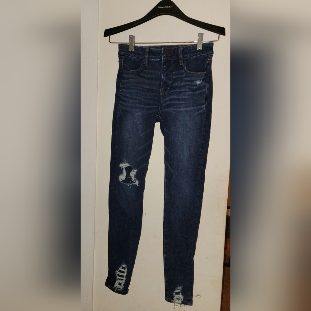 AE Dream High-Waisted Jegging, Size 2, Distressed